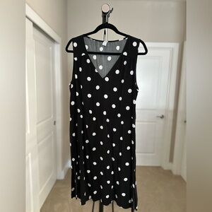 Women’s Old Navy Black & White Polka Dot  Sleeveless Midi Dress Size XL